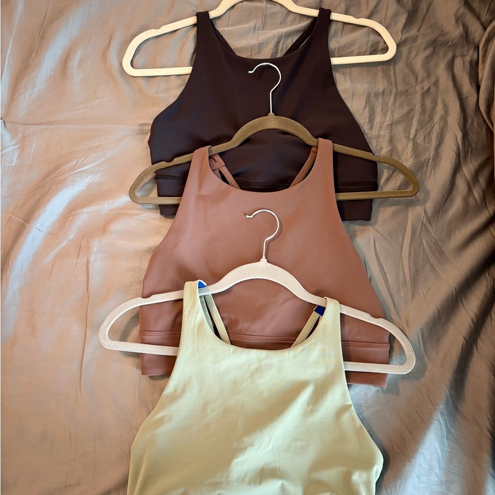 Set of Three Lululemon Energy High-Neck Longline Tough Bra -  B-D CUPS - Size 12